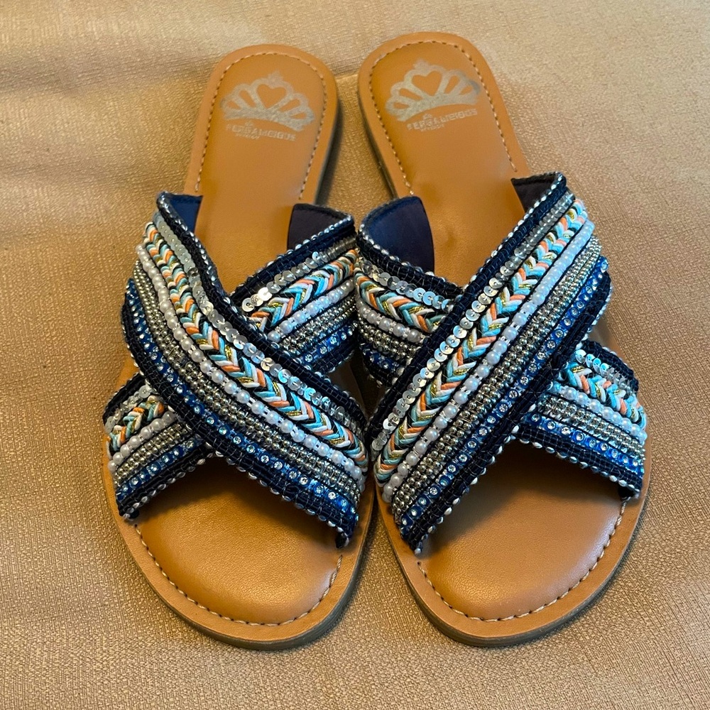 Women's Beaded Sandals from Fergalicious- Multicolor - Picture 1 of 5